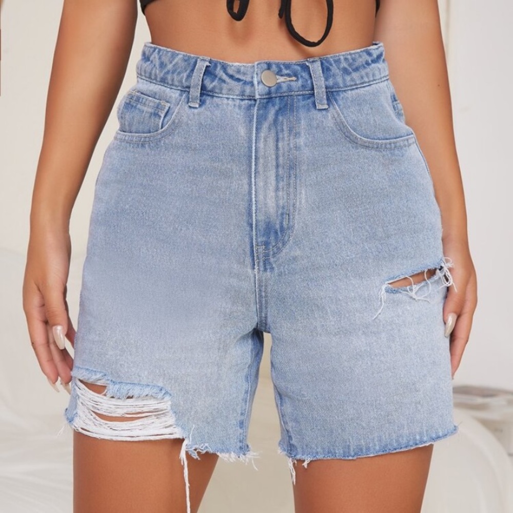 High waist ripped Demim “boyfriend” shorts